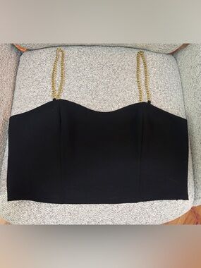 Express Black Crop Top Gold Adjustable Chain Straps Medium